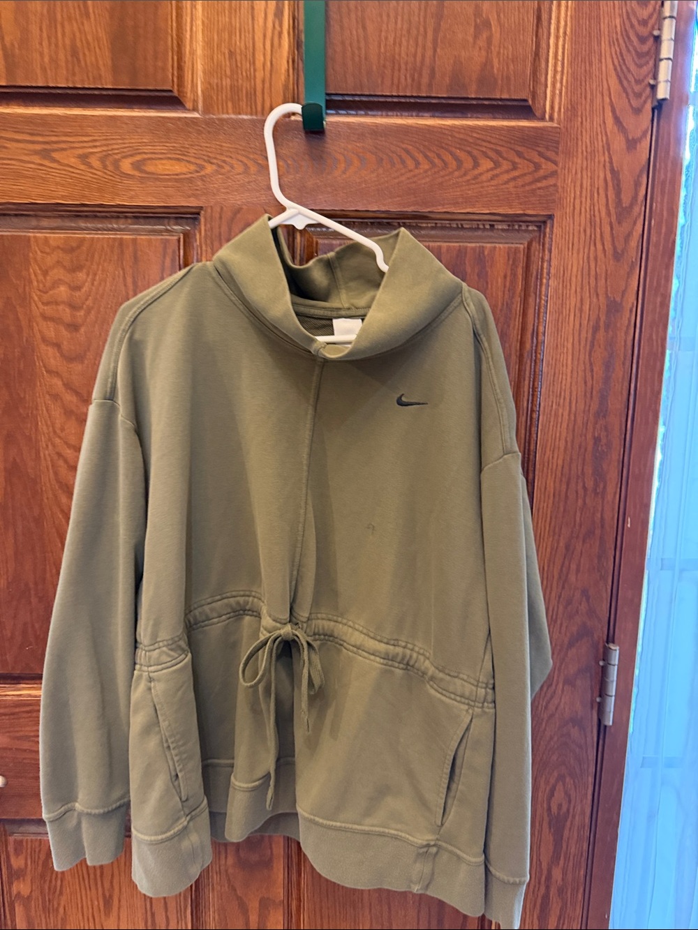 Nike Olive Green Funnel Neck Drawstring Sweatshirt